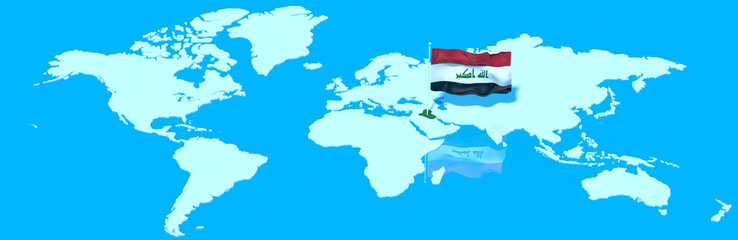 Pianeta Terra 3D con bandiera al vento Iraq