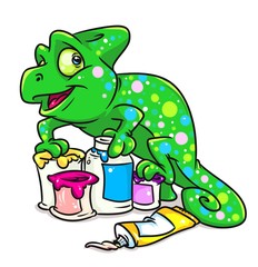 Chameleon paint  cartoon illustration isolated image animal character

