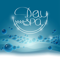 Vector illustration with  bubble and white handwritten words Day Spa.