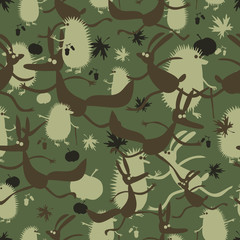 Funny childish camouflage seamless vector pattern.