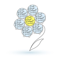 Handwritten words  in a shape of flower.