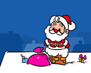 Christmas Santa Claus Mini pipe home gifts cartoon illustration 