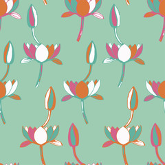 Ethnic boho seamless pattern with decorative flowers. Print. Cloth design, wallpaper.