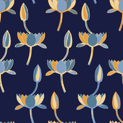 Ethnic boho seamless pattern with decorative flowers. Print. Cloth design, wallpaper.