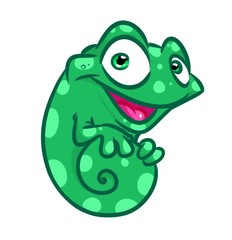 Cheerful chameleon cartoon illustration isolated image animal character
