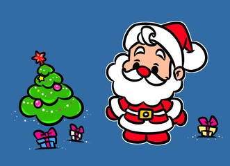 Christmas Santa Claus Mini Tree gifts cartoon illustration new Year  
