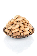 Dried peanut on the plate  isolated