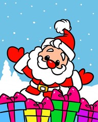 Christmas Santa Claus gifts mini cartoon illustration   isolated image character