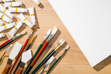 Oil paint and brushes