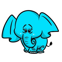 Little blue elephant cartoon illustration 