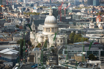 London panorama Westminster side of the city. View include St. Paul's cathedral 