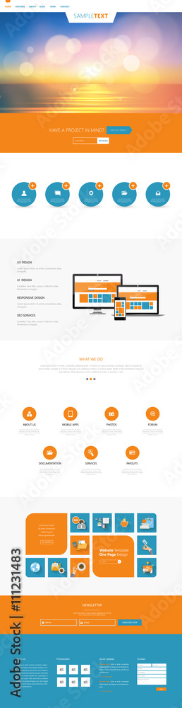 Canvas Prints one page website design template. all in one set for website design that includes one page website t