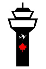 Feuille d'érable sur une tour d'aéroport