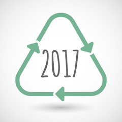 Line art recycle sign icon with  a 2017 year  number icon