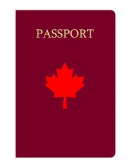 Feuille d'érable sur un passeport