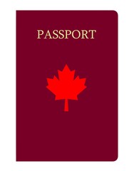 Feuille d'érable sur un passeport