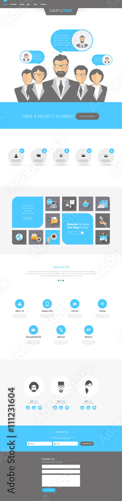 Canvas Prints one page website design template. all in one set for website design that includes one page website t