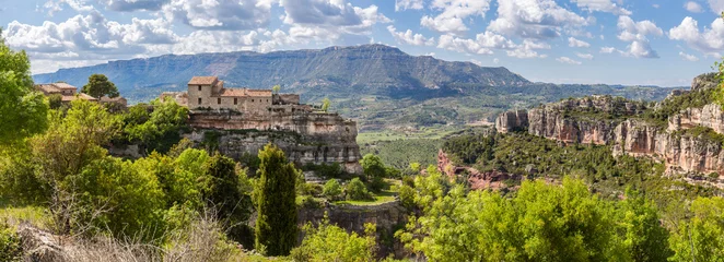 Foto auf Leinwand Panoramic view of the medieval village of Siurana in Catalonia © peresanz