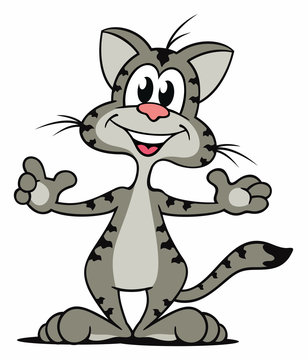 Cartoon Katze grau stehend
