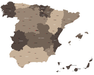 Large and detailed map of Spain