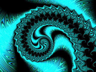 Blue nautilus shell fractal