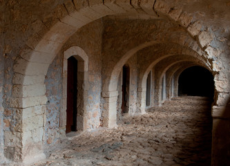 Fototapeta na wymiar Catacomb passage, Arkadi monastery Crete Greece
