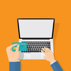 credit card & laptop.