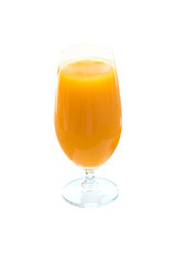 Glass of fresh orange juice isolated on white background