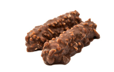 chocolate nut bar isolated