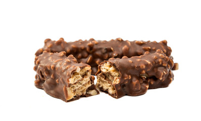 chocolate nut bar isolated
