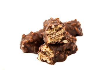 chocolate nut bar isolated