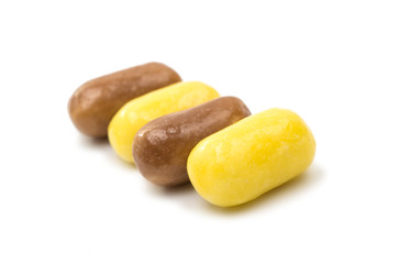 yellow pills isolated