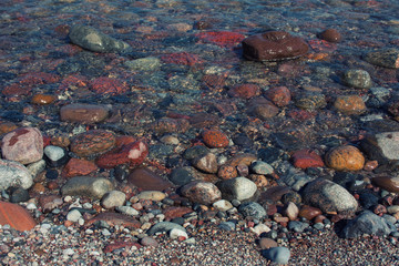 Colored stones in the sea