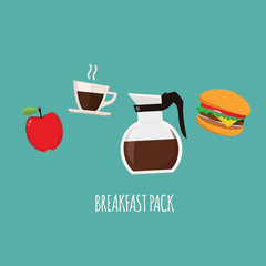 Breakfast Pack. Hamburger. Coffee. Apple