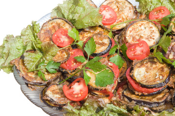 Grilled eggplant with fresh tomatoes