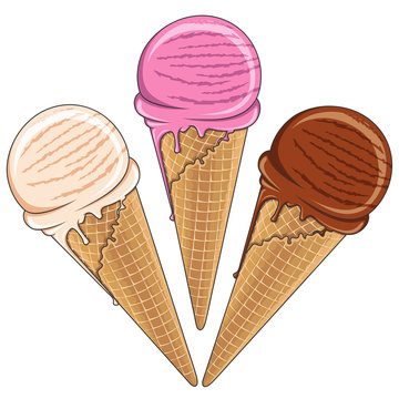 Set of tasty ice cream color. Vector illustration. Isolated objects on a white background 