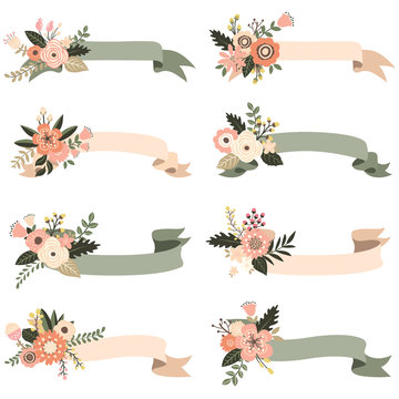 Rustic Floral Banners Elements