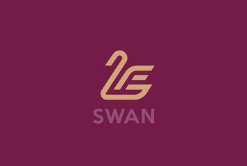 Naklejka premium Swan Logo design vector template Linear style. Luxury lineart ic