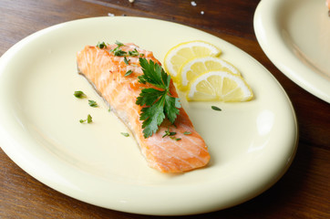 Fried salmon fillet