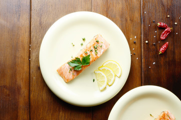 Fried salmon fillet