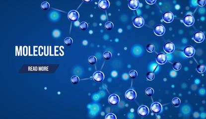 Banners with blue molecules design. 