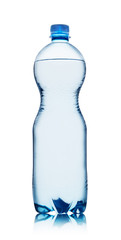 Plastic blue bottle with water