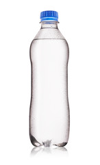 White bottle of mineral water with drops