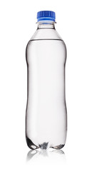 White water bottle with blue lid