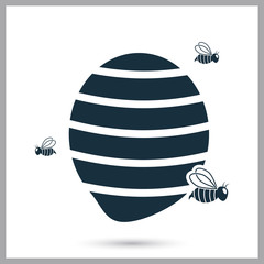 Bee hive icon on the background