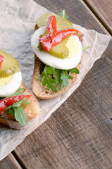Open egg sandwiches