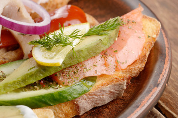 Open sandwiches with salmon
