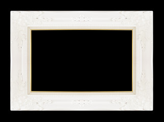 White picture frame isolated on black background