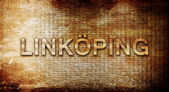 Linkoping, 3D rendering, text on a metal background