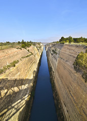 Fototapeta na wymiar Isthmus of Corinth - Corinth canal connects the Gulf of Corinth with the Saronic Gulf